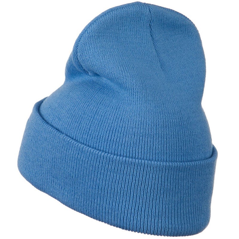 MG 12 Inch Long Knitted Beanie - Sky Blue OSFM W1 - Image 2